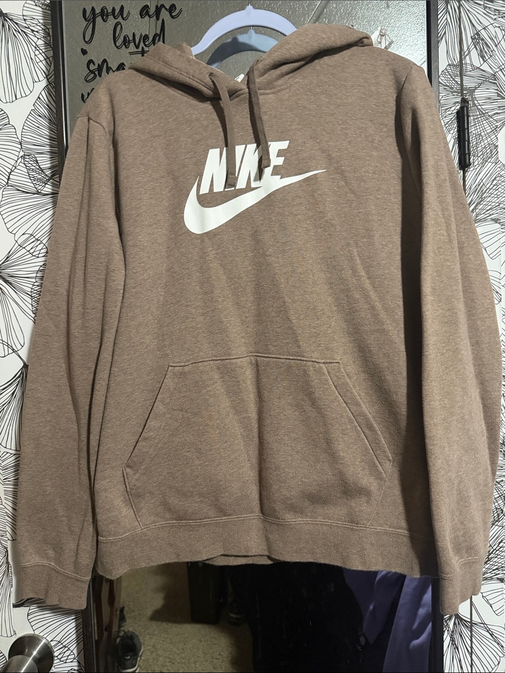 Nike Brown Hoodie with White Swoosh Logo